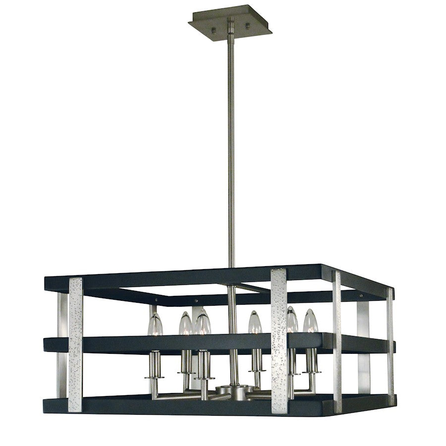 Framburg Montreaux 6 Light Chandelier, Nickel/Black Accents - F-L1036BN-MBLACK