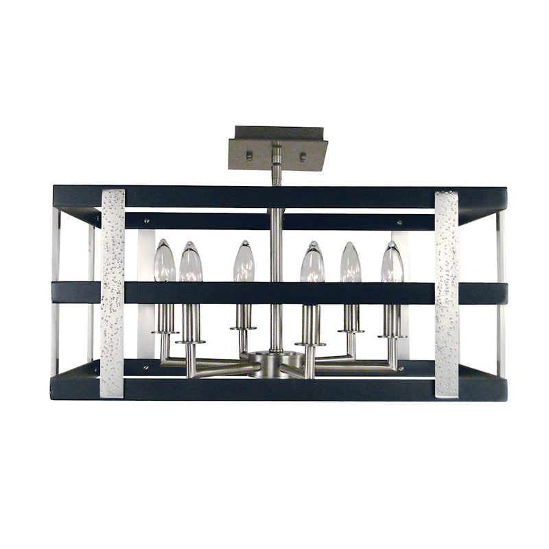 Framburg Montreaux 6 Light Chandelier, Nickel/Black Accents