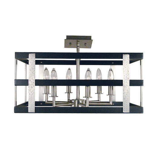 Framburg Montreaux 6 Light Chandelier, Nickel/Black Accents