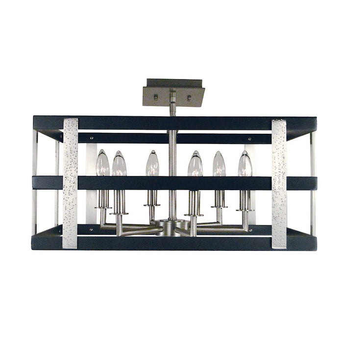 Framburg Montreaux 6 Light Chandelier, Nickel/Black Accents