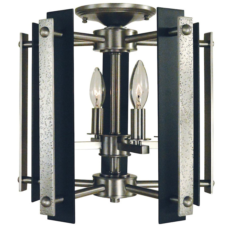 Framburg Bucolic 4 Light Dual Mount, Nickel/Black Accents