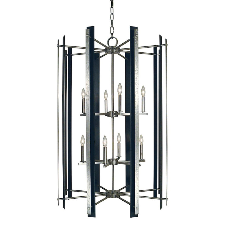 Framburg Bucolic 12 Light Foyer Chandelier, Nickel/Black - F-L1062BN-MBLACK