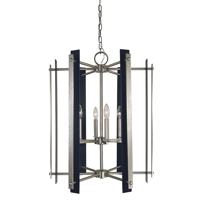 Framburg Bucolic 6 Light Chandelier, Nickel/Black Accents - F-L1066BN-MBLACK