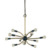 Framburg Comet 12 Light Chandelier, Antique Brass/Black - F-L1072AB-MBLACK