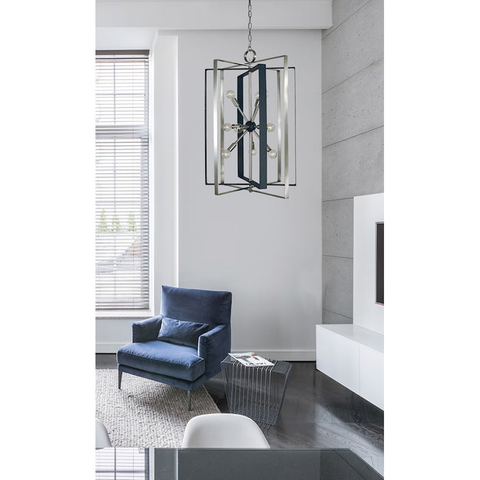 Framburg Interstellar 11 Light Chandelier, Nickel/Black