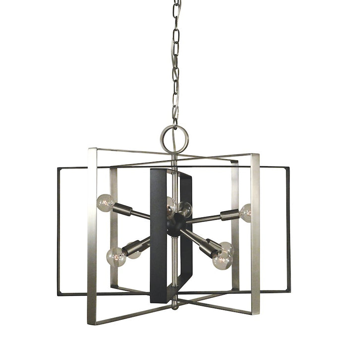 Framburg Interstellar 8 Light 19" Chandelier, Nickel/Black - F-L1096BN-MBLACK