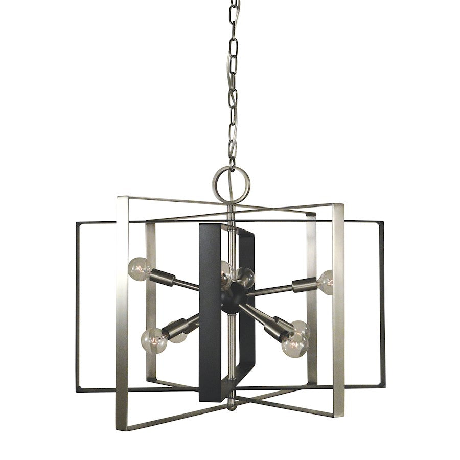 Framburg Interstellar 8 Light 19" Chandelier, Nickel/Black - F-L1096BN-MBLACK