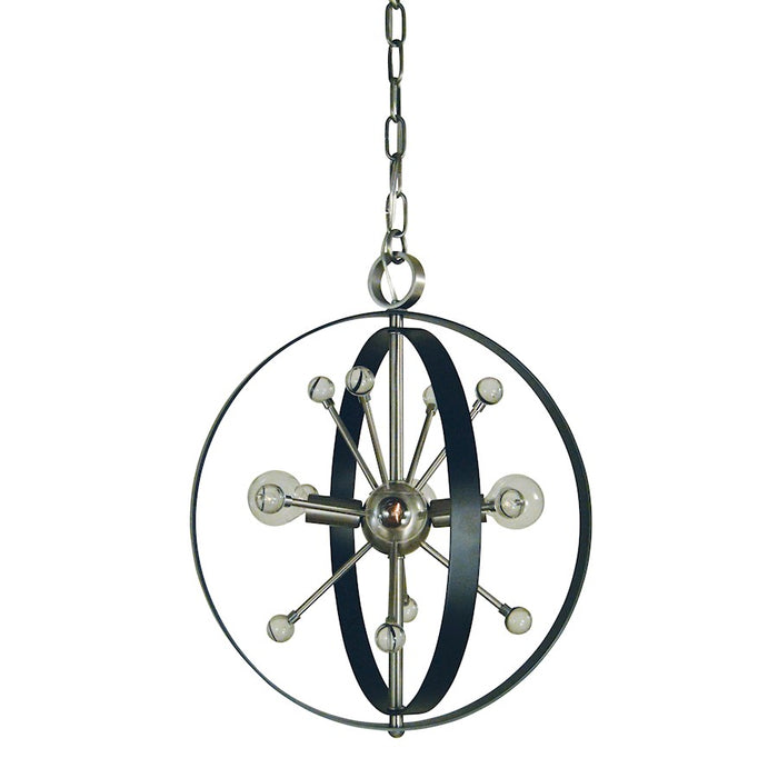 Framburg Nucleus 4 Light Chandelier, Nickel/Black Accents - F-L1104BN-MBLACK