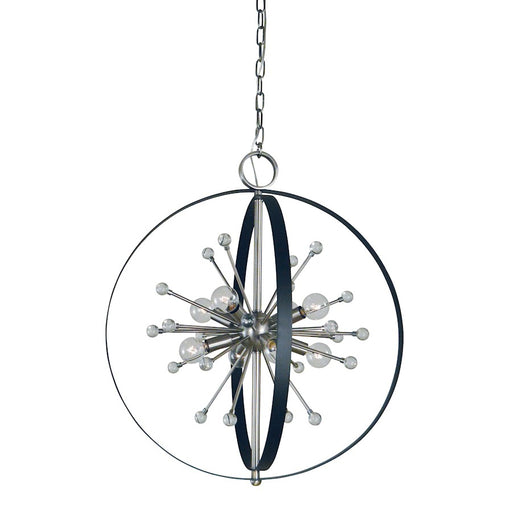 Framburg Nucleus 8 Light Chandelier, Nickel/Black Accents - F-L1108BN-MBLACK