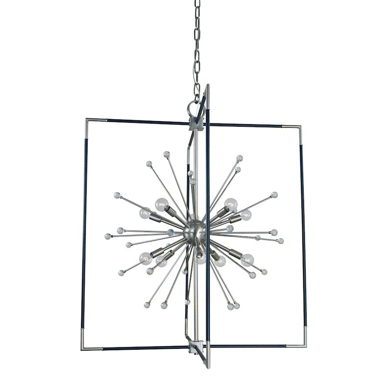 Framburg Zeta 10 Light Chandelier, Nickel/Black Accents - F-L1110BN-MBLACK