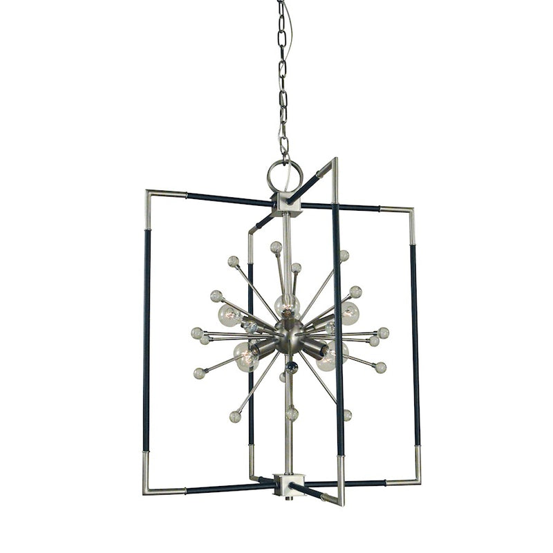 Framburg Zeta 8 Light Chandelier, Nickel/Black Accents - F-L1118BN-MBLACK