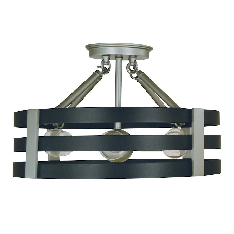 Framburg Luxe 6 Light Semi-Flush, Pewter/Black - F-L1121SP-MBLACK