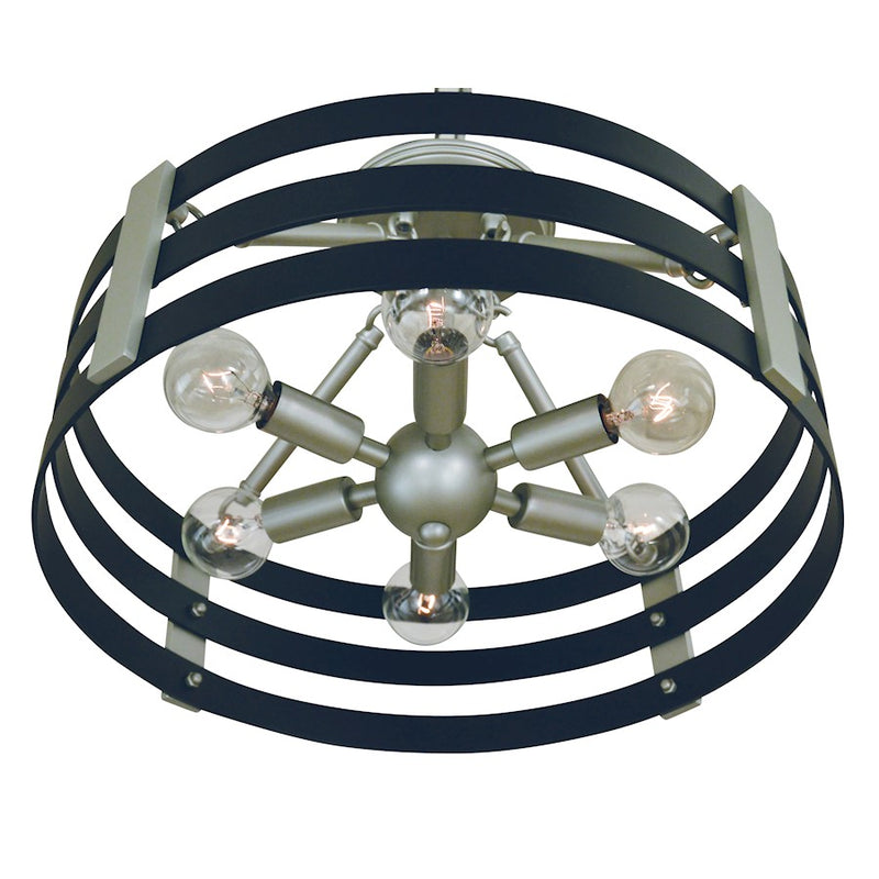 Framburg Luxe 6 Light Semi-Flush, Pewter/Black
