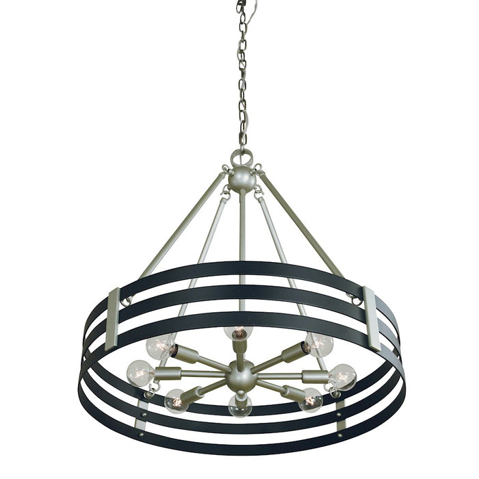 Framburg Luxe 8 Light Chandelier, Pewter/Black