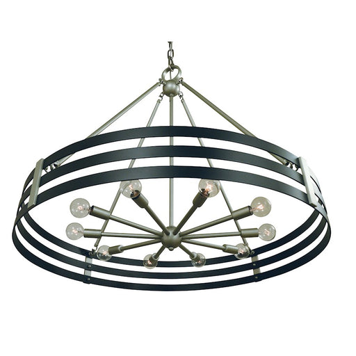 Framburg Luxe 10 Light Chandelier, Pewter/Black