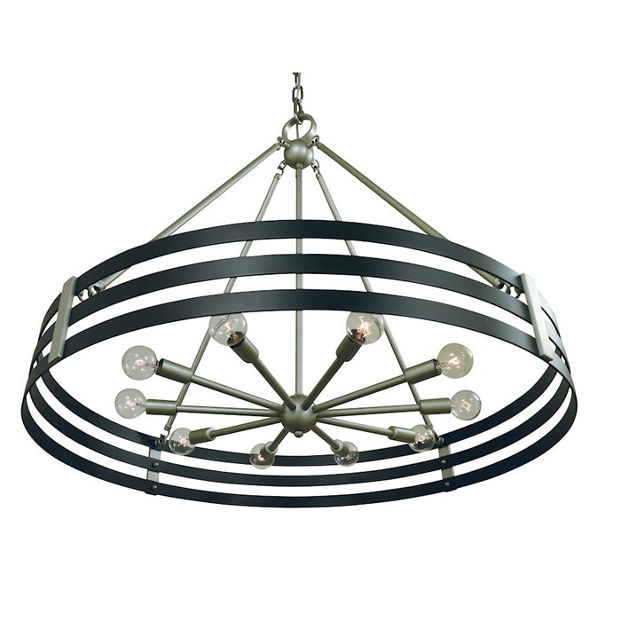 Framburg Luxe 10 Light Chandelier, Pewter/Black