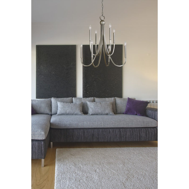 Framburg Alexandria 8 Light Chandelier, Nickel