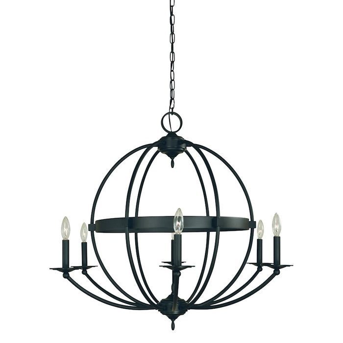 Framburg Aurora 6 Light Chandelier, Black - F-L1156MBLACK