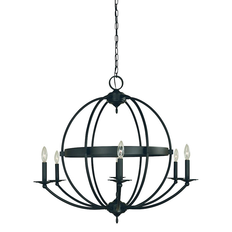Framburg Aurora 6 Light Chandelier, Black - F-L1156MBLACK