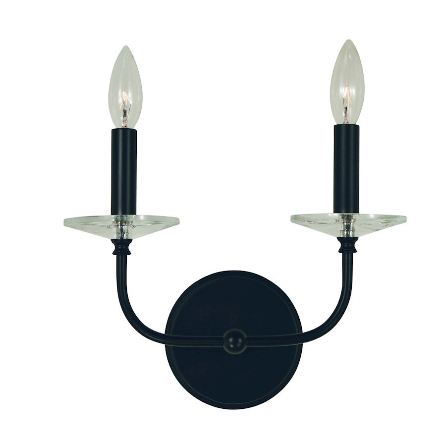Framburg Ashley 2 Light Wall Sconce, Black - F-L1162MBLACK