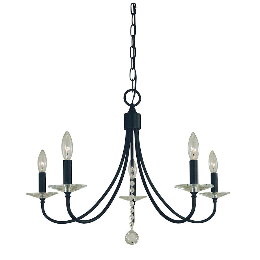 Framburg Ashley 5 Light Chandelier, Black - F-L1165MBLACK
