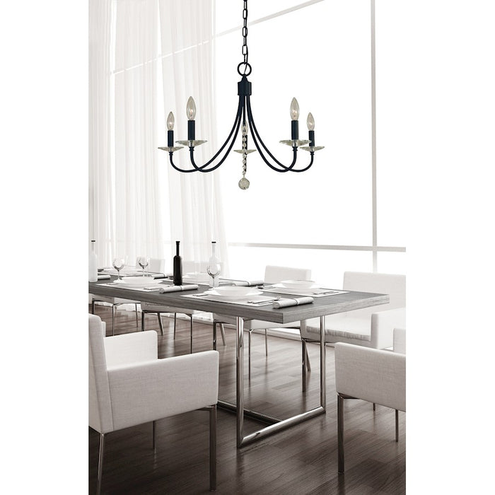 Framburg Ashley 5 Light Chandelier, Black