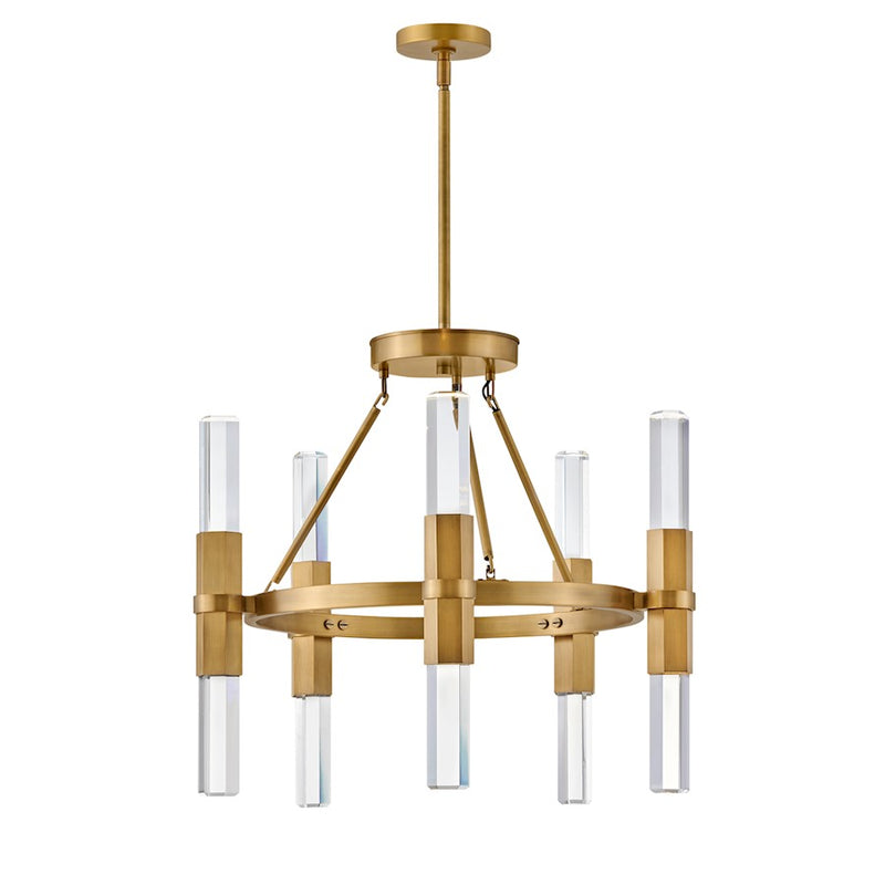 Hinkley Fredrick Ramond Cecily 26in 1-Light Chandelier | Modern Glam Heritage Brass Steel and Clear Crystal | Living Room & Dining Room | Model FR30604HBR