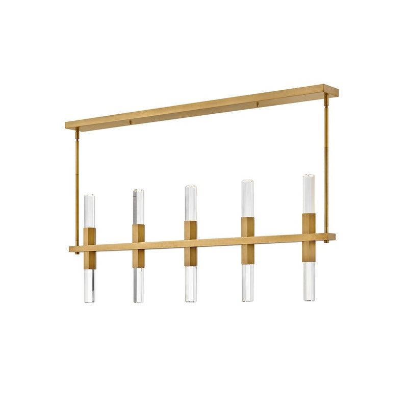 Hinkley Cecily 54in 10-Light LED Linear Chandelier | Modern Glam Heritage Brass and Clear Crystal | Living Room & Dining Room | 54 x | Model FR30608HBR