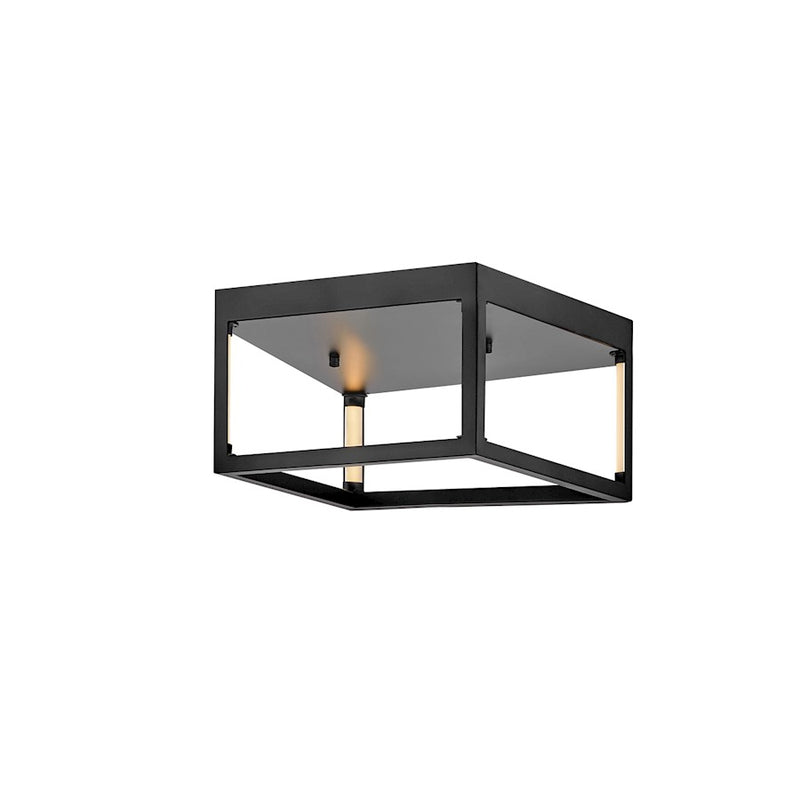Hinkley Onyx 14in 1-Light LED Flush Mount | Modern Black Steel | Bedroom & Hallway Ceiling Light | 14 x 14 x 8 in | Model FR31031BLK