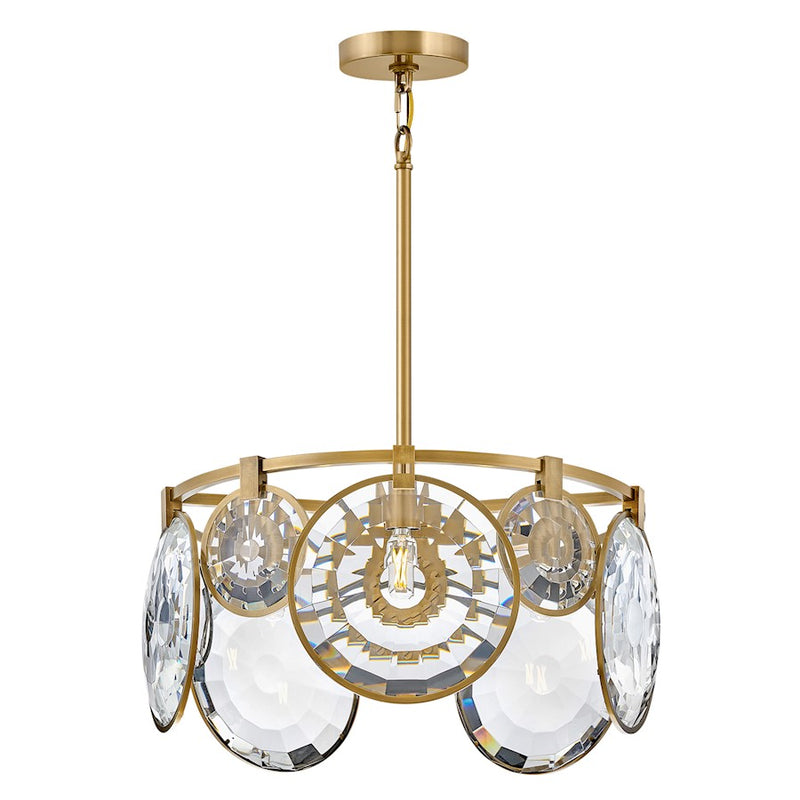 Hinkley Nala 22in 5-Light Pendant | Traditional Heritage Brass Steel and Optic Crystal Glass | Living Room & Dining Room | 22 x 22 x 11 | Model FR31263HBR