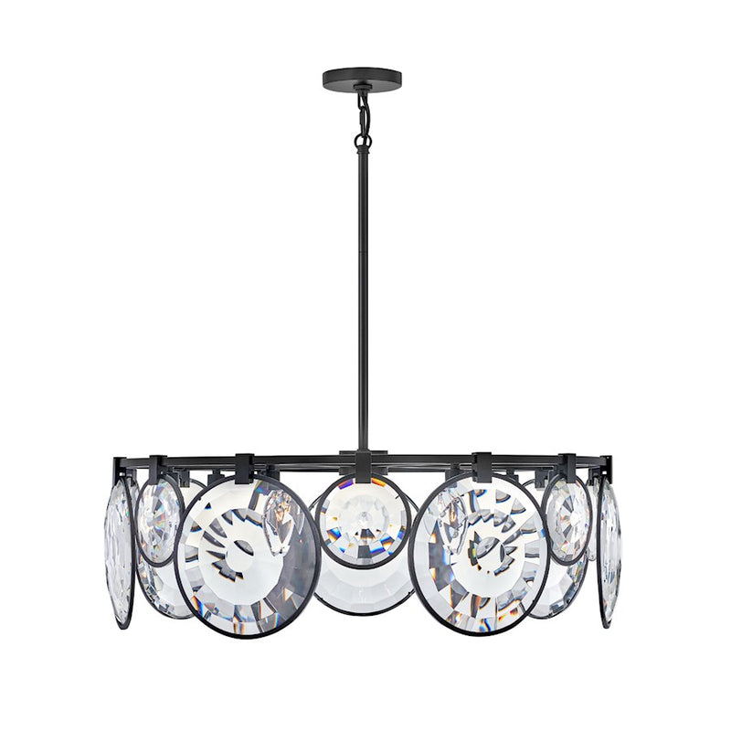 Hinkley Nala 31in 7-Light Chandelier | Traditional Black Steel and Optic Crystal | Dining Room & Living Room | 31 x 31 x 11 in | Model FR31265BLK