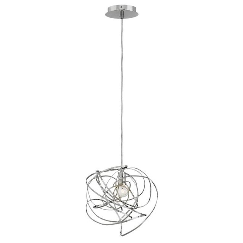 Fredrick Ramond Rumor 12in 1-Light Pendant | Modern Polished Nickel Steel | Kitchen Island | 12 x 12 x 12 in | Model FR32017PNI