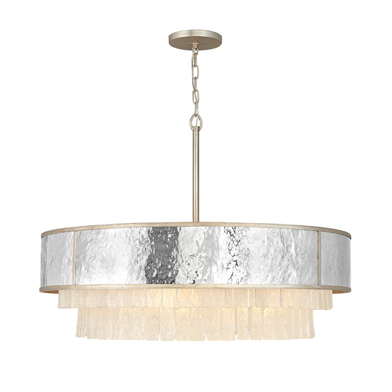 Fredrick Ramond Reverie 36in 8-Light Chandelier | Transitional Champagne Gold and Hammered Stainless Steel | Dining Room & Living Room | Model FR32708CPG