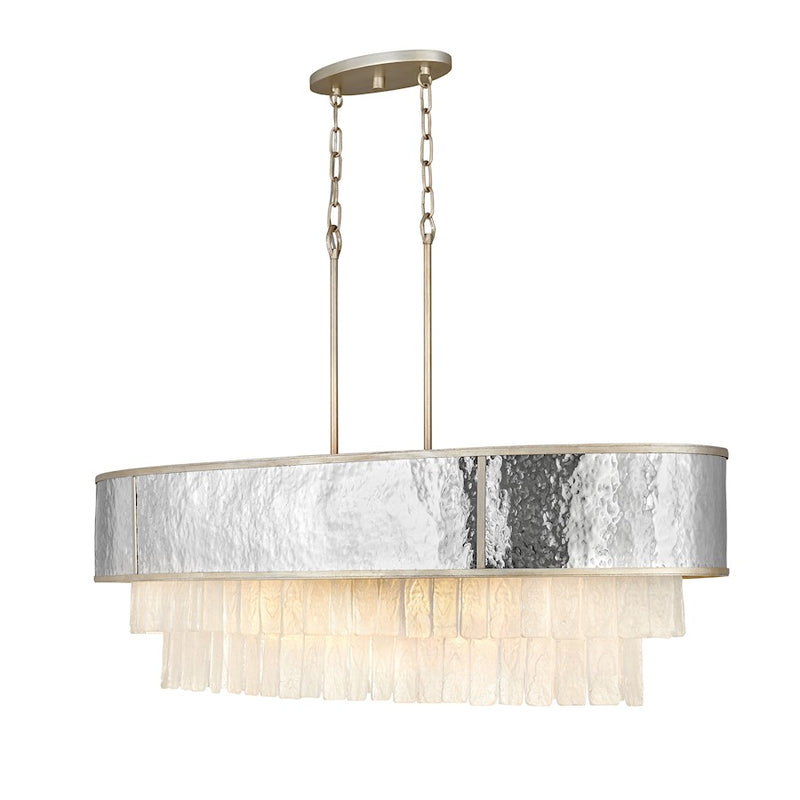 Fredrick Ramond Reverie 10-Light Chandelier | Transitional Glam Champagne Gold Steel and Hammered Stainless Steel Drum | Living Room & | Model FR32709CPG