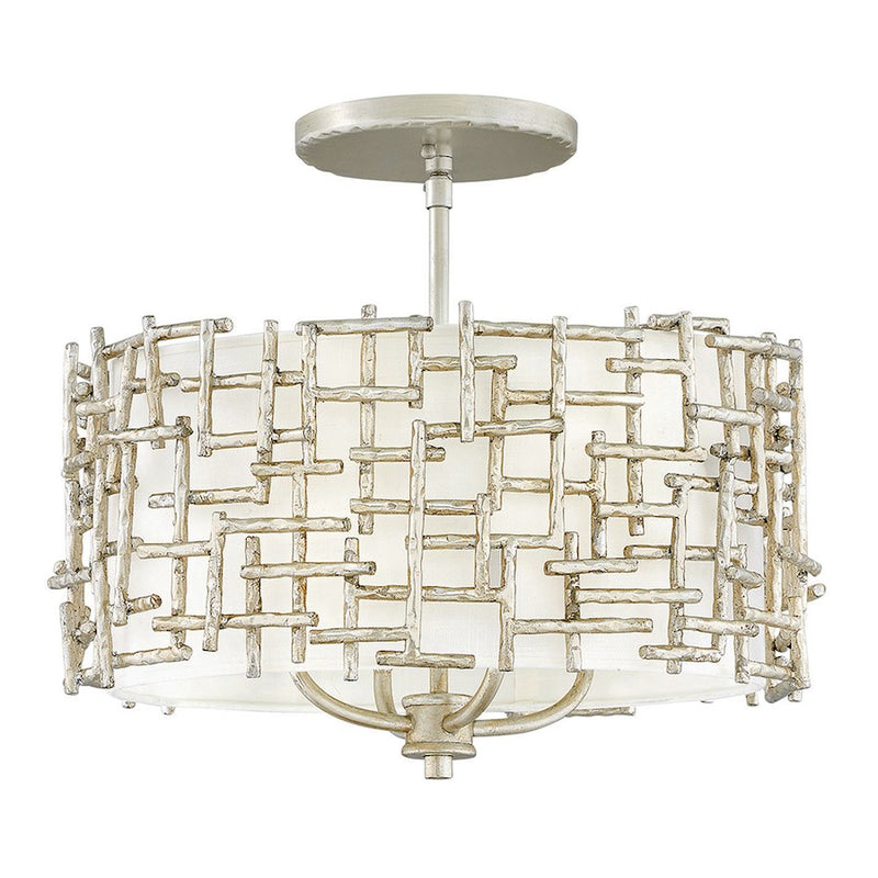 Fredrick Ramond Farrah 4 Light Interior Hanging Drum, Silver Leaf