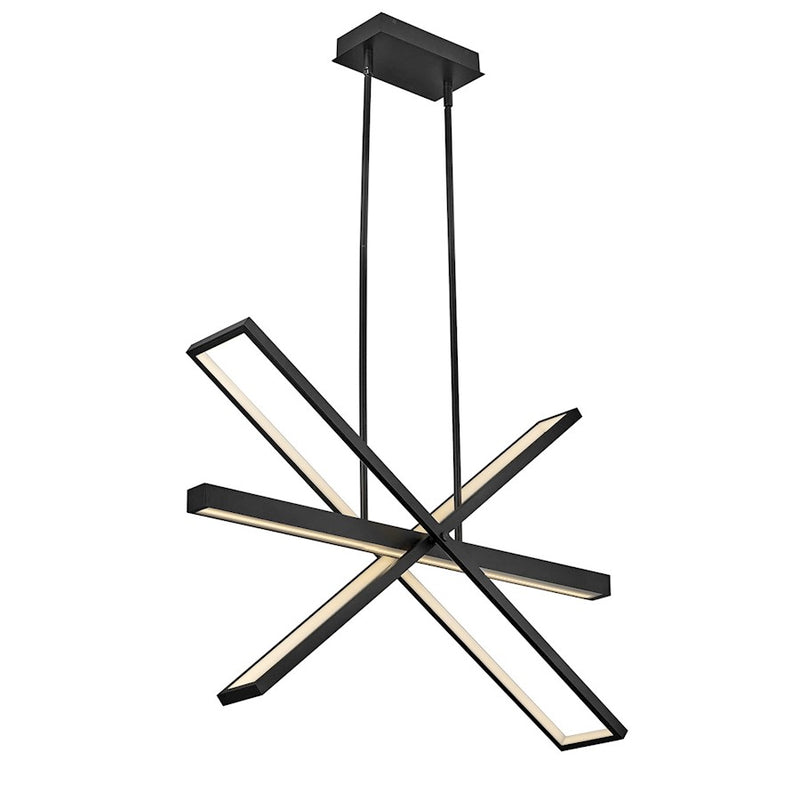 Fredrick Ramond Tangent 36in 2-Light LED Chandelier | Modern Black Aluminum | Kitchen Island & Dining Room | 6 x 36 x 20 in | Model FR34806BLK