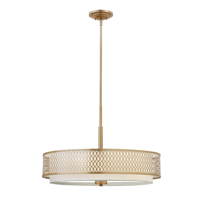 Fredrick Ramond Jules 26in 3-Light Chandelier | Transitional Brushed Gold Steel and White Linen | Dining Room & Living Room | 26 x 26 x | Model FR35604BRG