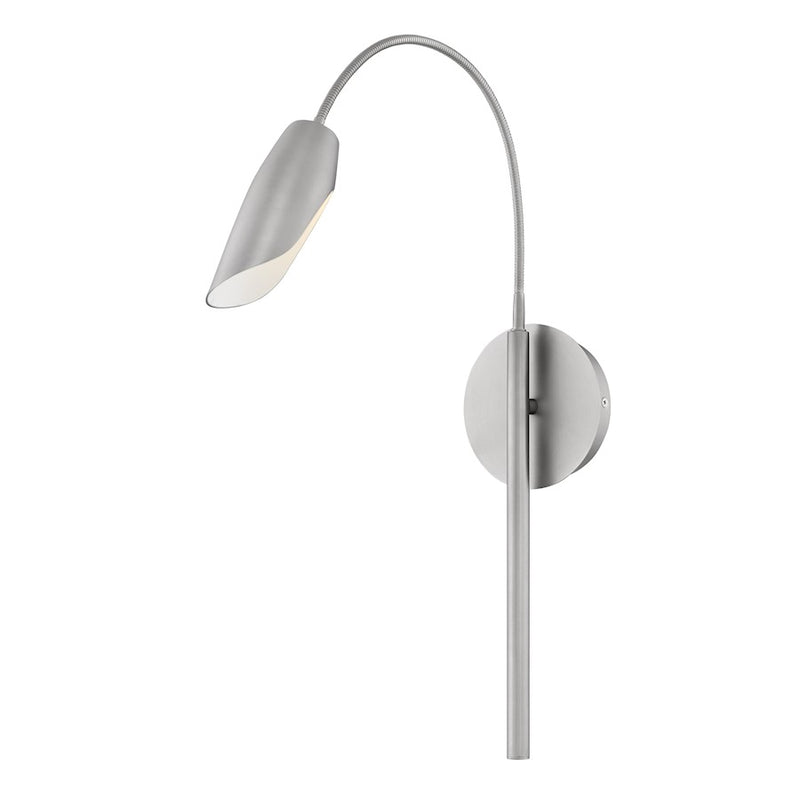 Fredrick Ramond Bowery 18in 1-Light LED Wall Sconce | Modern Brushed Nickel and Bright White Steel | Living Room & Bedroom Accent | 18 | Model FR35800BNI