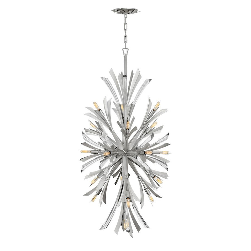Fredrick Ramond Vida 24in 19-Light Chandelier | Modern Glam Burnished Gold Steel and Crystal | Dining Room & Living Room | 24 x 24 x 50 | Model FR40907BNG