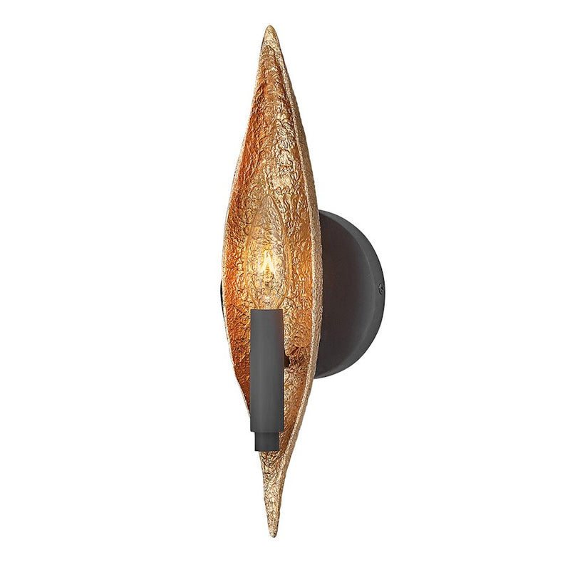 Fredrick Ramond Willow 1-Light Wall Sconce | Transitional Carbon Black Steel and Deluxe Gold Accent | Bedroom & Hallway Accent Light | Model FR44002CBK