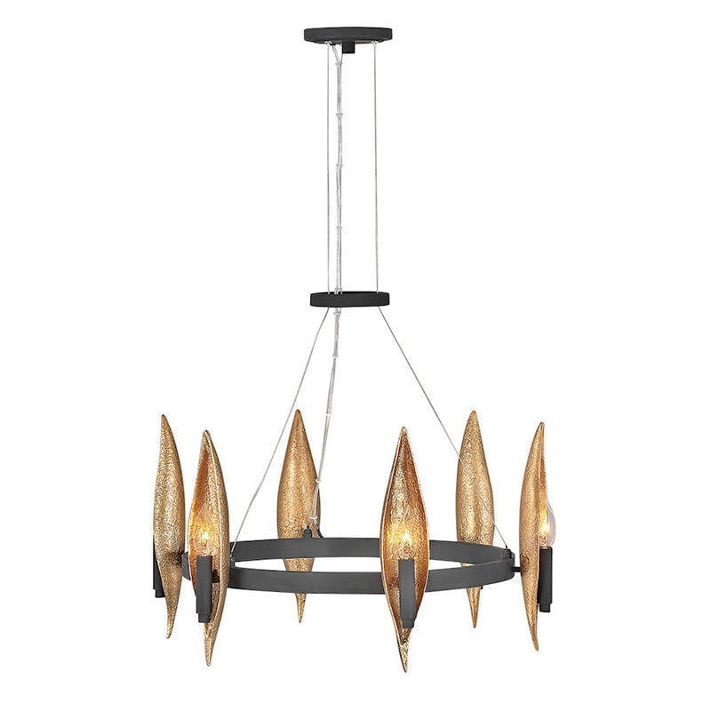 Fredrick Ramond Willow 6 Light Chandelier, Carbon Black