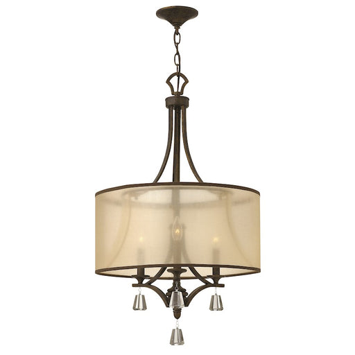 Fredrick Ramond Mime 19in 3-Light Chandelier | Transitional French Bronze Steel and Amber Sheer Translucent Shade | Dining Room & | Model FR45606FBZ