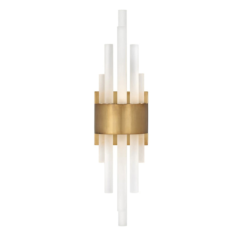 Fredrick Ramond Trinity 22in 1-Light LED Wall Sconce | Transitional Heritage Brass Steel and Frosted Glass | Hallway & Bedroom Accent | Model FR46102HBR