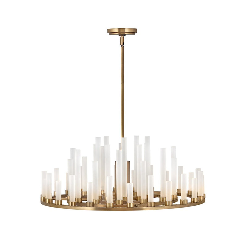 Fredrick Ramond Trinity 27in 27W LED Chandelier | Transitional Polished Nickel Steel and Frosted Glass | Living Room & Dining Room | 27 | Model FR46106PNI