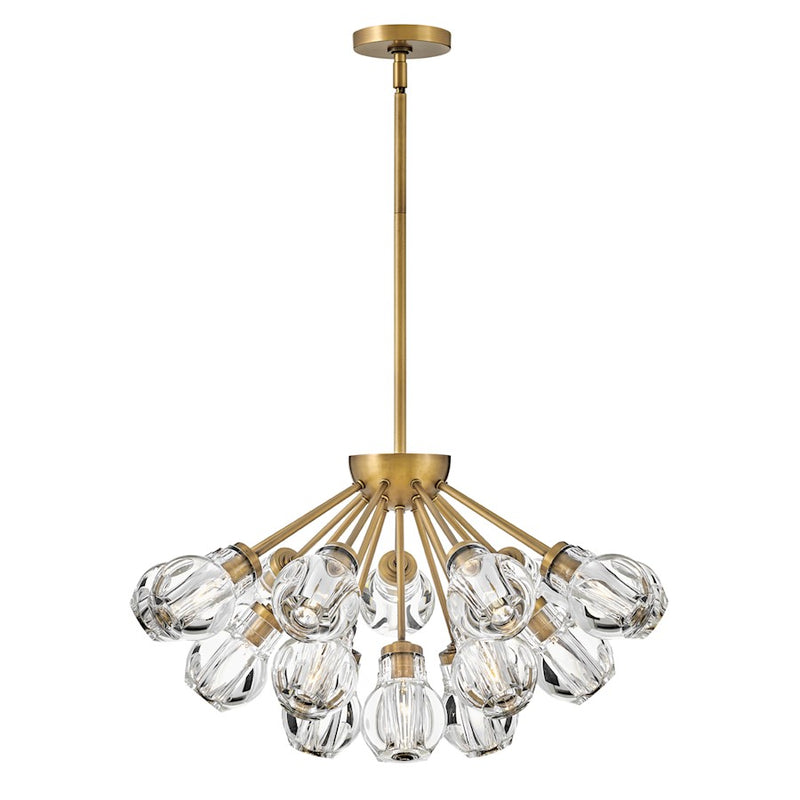 Hinkley Elise 27in 19-Light Pendant | Traditional Glam Black Steel and Clear Crystal | Living Room & Foyer | 27 x 27 x 15 in | Model FR46956BLK