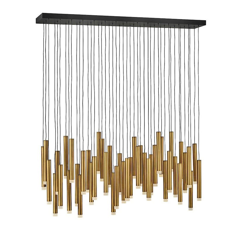 Fredrick Ramond Harmony 48in 45-Light Chandelier | Modern Heritage Brass Steel and Black Accent | Living Room & Dining Room | 48 x 48 x | Model FR49909HBR