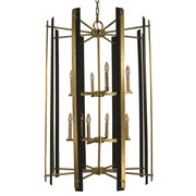 Framburg Bucolic 12 Light Foyer Chandelier, Brass/Black Accents - L1062BR-MBLACK