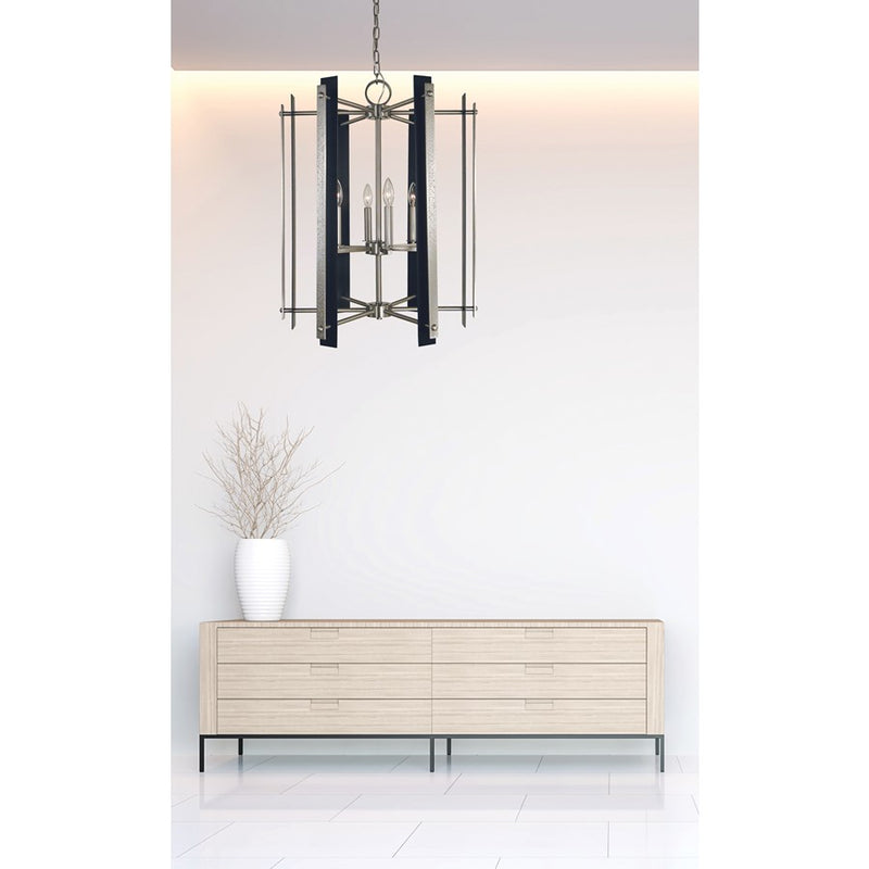 Framburg Bucolic 6Lt Chandelier, Brushed Brass/Black Accents