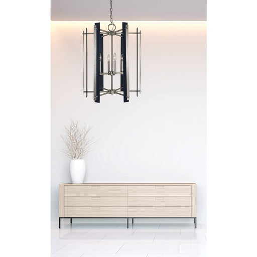 Framburg Bucolic 6 Light Chandelier, Brushed Brass/Black Accent