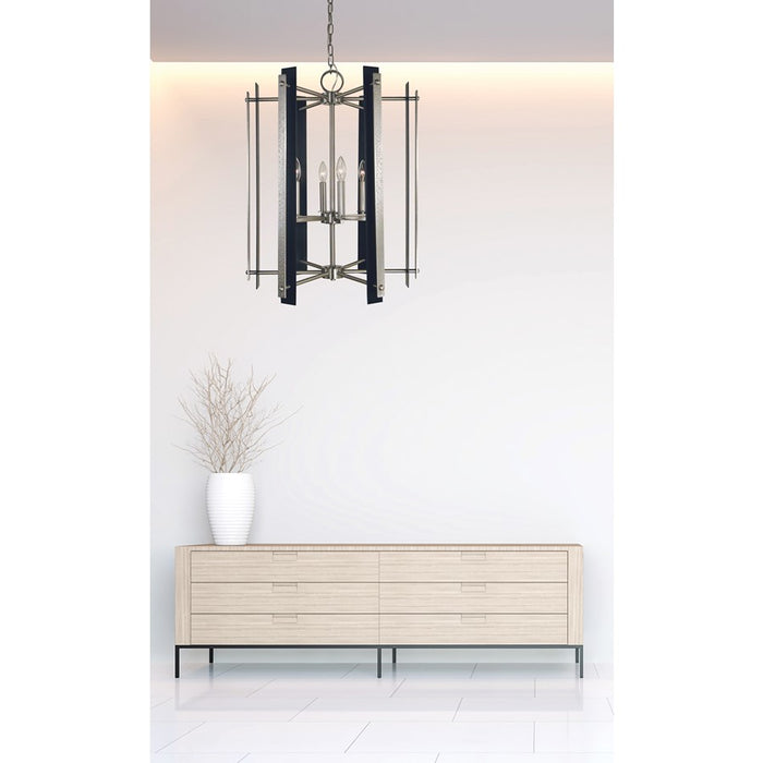 Framburg Bucolic 6 Light Chandelier, Brushed Brass/Black Accent